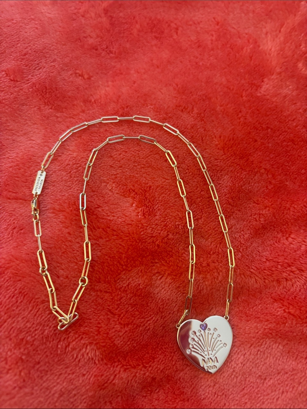 Melinda Maria Gold Paperclip Necklace with Heart Charm